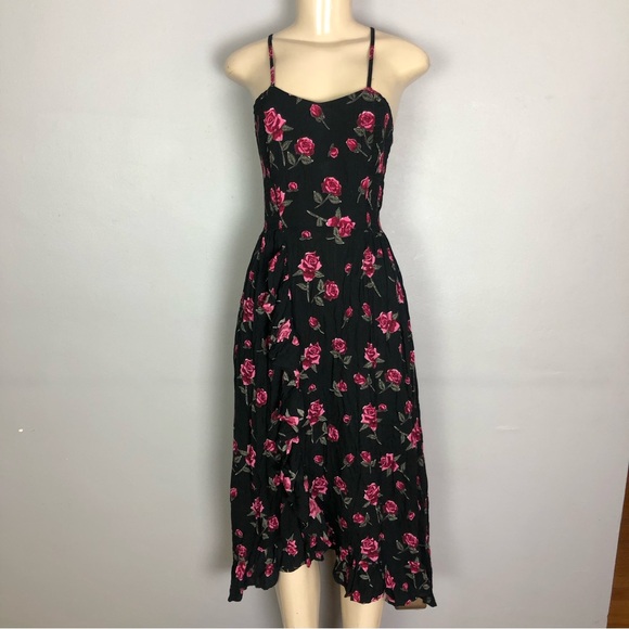 Angie Dresses & Skirts - Vintage Angie Dark Roses Midi Dress Size S